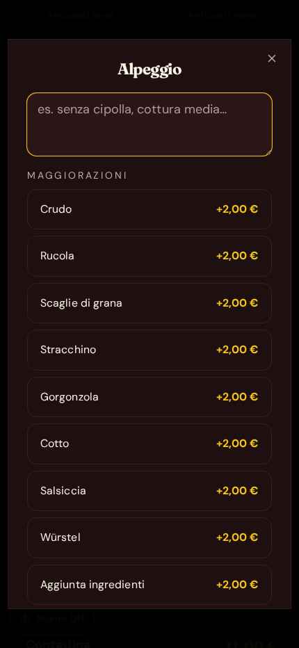 Ingredienti extra e maggiorazioni in un tocco